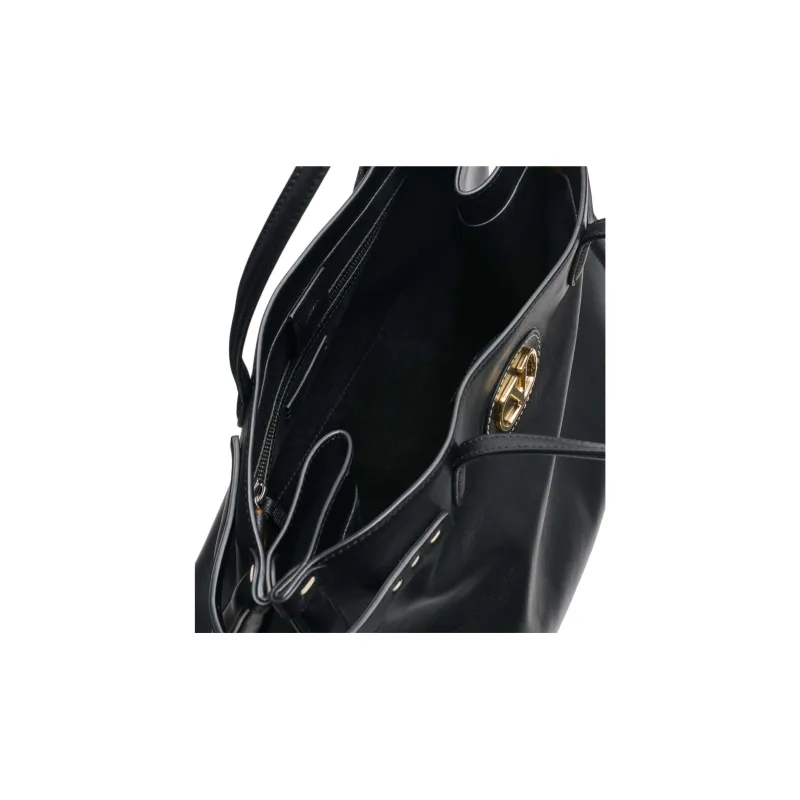 Valentino Cow Leather Tote Bag, Shopping Bag, Shoulder Bag, Crossbody Bag, Handbag Medium Size Women's Black-5