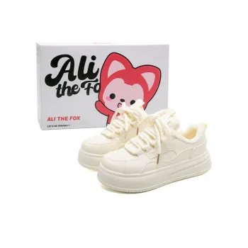 ALI THE FOX Coverage Warm Wear Resistant Lightweight Low Top Skateboard Shoes Women's Ecru
