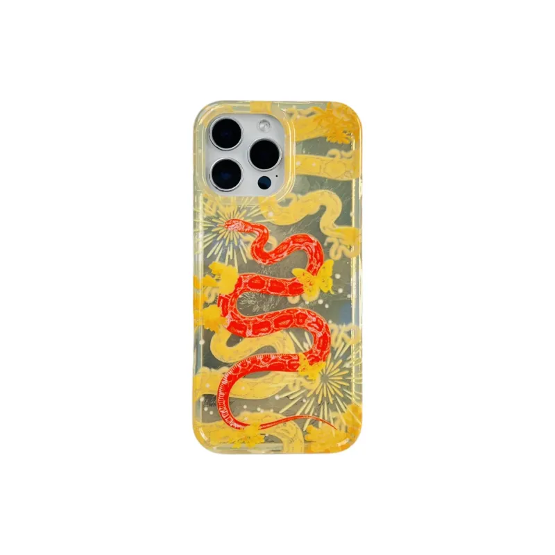 Wei Xin Acrylic Material Snake Year Charm Stand Phone Cases Compatible With IPhone 16/15 Pro Max/Apple 13/14 Pro/Max-12