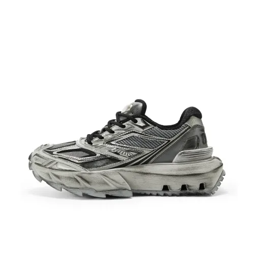 OGR Pangolin REMAKE Low Top Chunky Sneakers Unisex Cyber Silver Gray Destroyed