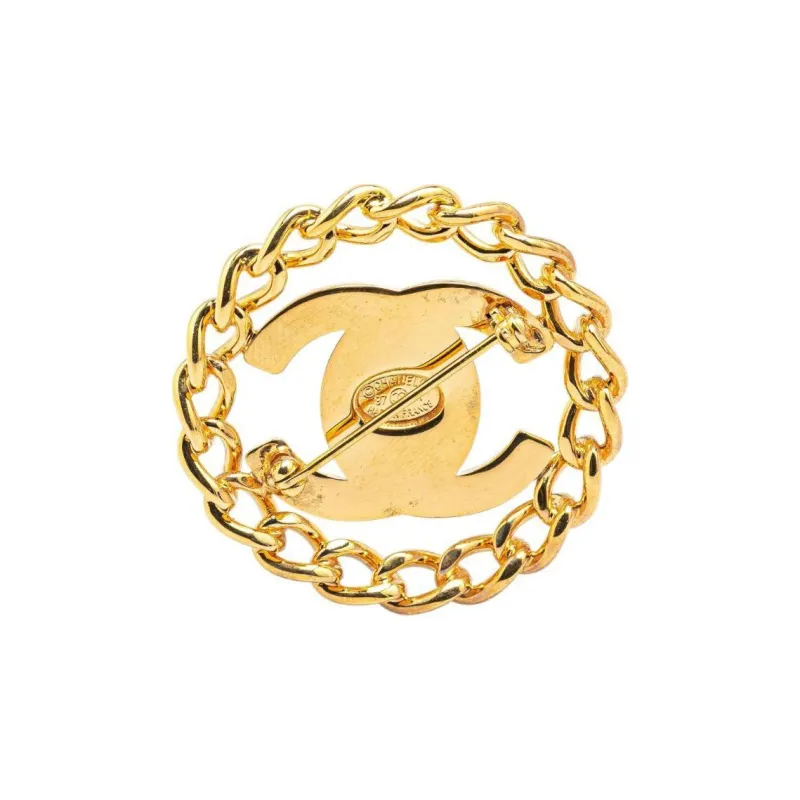 CHANEL 1997 Plated Cc Turnlock Chain Brooch Costume Brooch-1