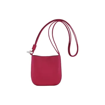 LONGCHAMP Le Roseau Calfskin Crossbody Bag Shoulder Bag Small Size Women's Beetroot