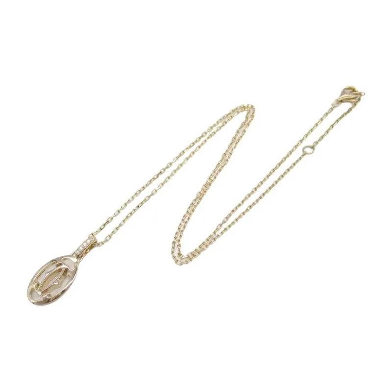 Cartier 2010s 18K Rose Gold Logo Diamind Pendant Necklace-1
