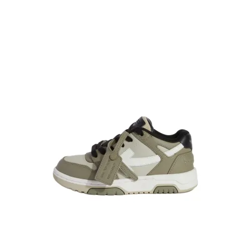 OFF WHITE Out Of Office Low Top Kids' Skateboarding Shoes Olive Green Kids'