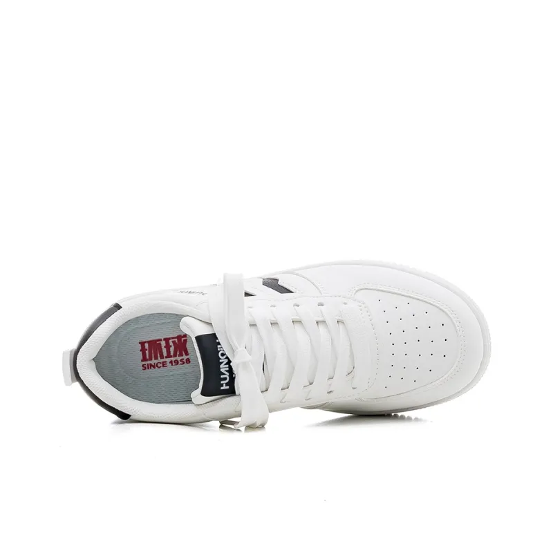 HUANQIU Non slip Lightweight Low Top Skateboard Shoes Women's White Black-3