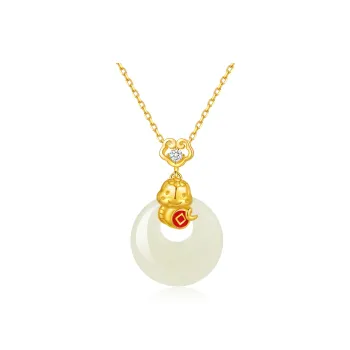 Lao Feng Xiang Hetian Jade Necklaces Pale Greenish White Jade Women's
