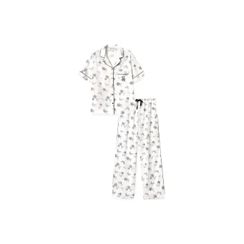 Victoria's Secret Pajama Set Women's Ink Wash White
