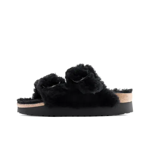 Birkenstock Arizona Big Buckle Shearling Abrasion-Resistant Slide Slippers Women's Black