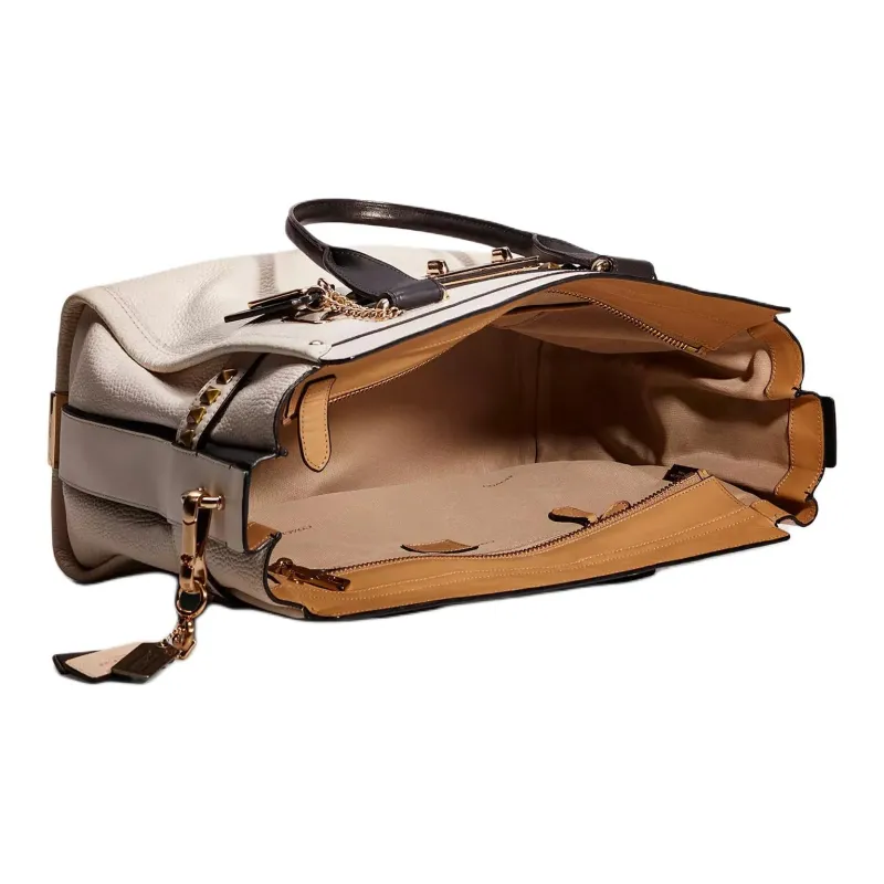 COACH Swagger Leather One Shoulder Handbags Large Size Unisex Light Gold-2