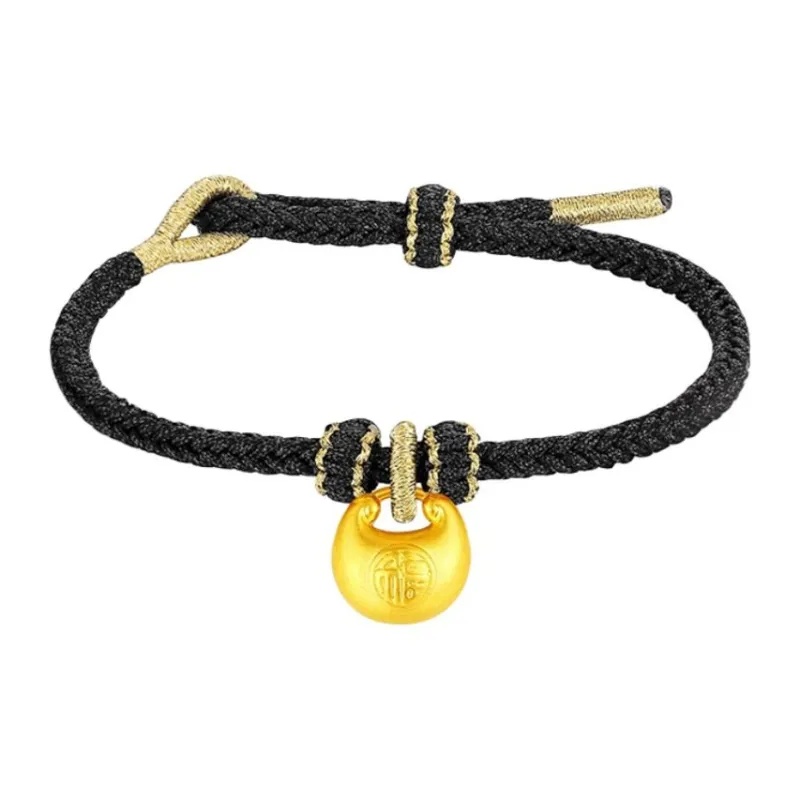 ZHIAIYONGHENG Versatile Unique Individual Niche Small Fu Pendant 999 Solid Gold Fixed Price Bracelets Unisex-4