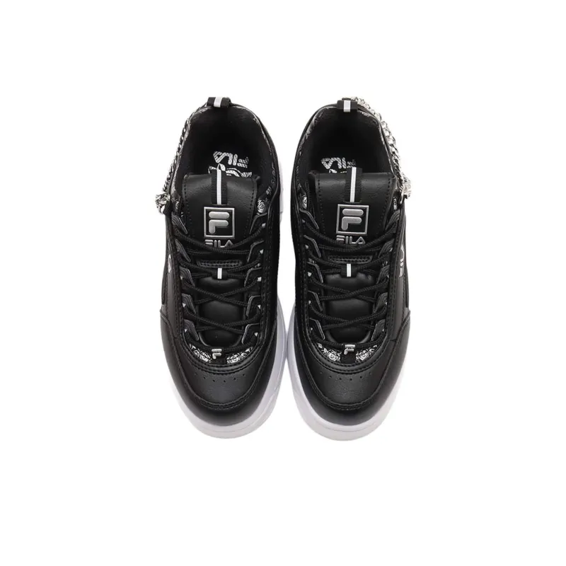 FILA Disruptor 2 Anti-Slip Wear-Resistant Low-Top Casual Shoes Women's Black White-3