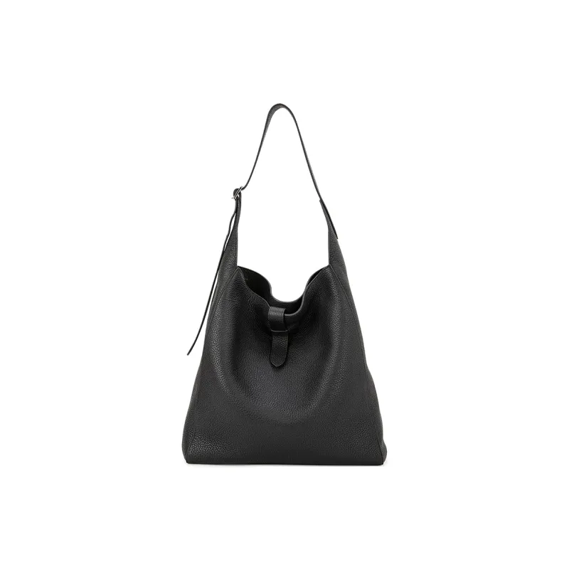 VENOF Top Grain Cow Leather Shoulder Bag Regular Women's Time Black/Elegant Coffee-2
