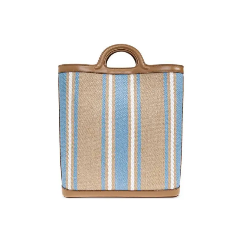 MARNI Logo Embroidered Striped Tote Bag-2