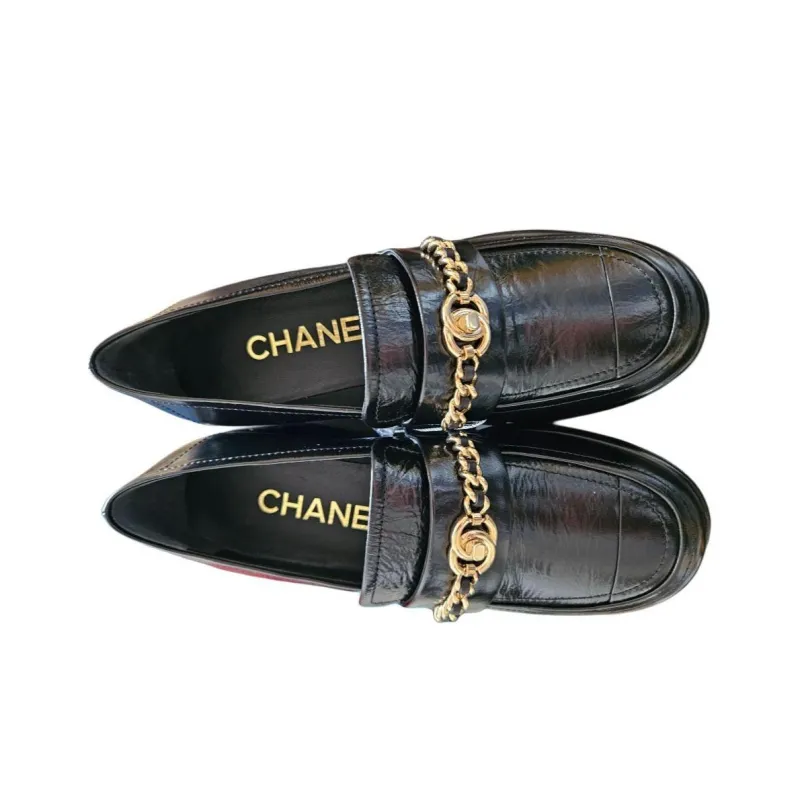 CHANEL Chunky Heel High Heels 5.5cm Women's Black-2