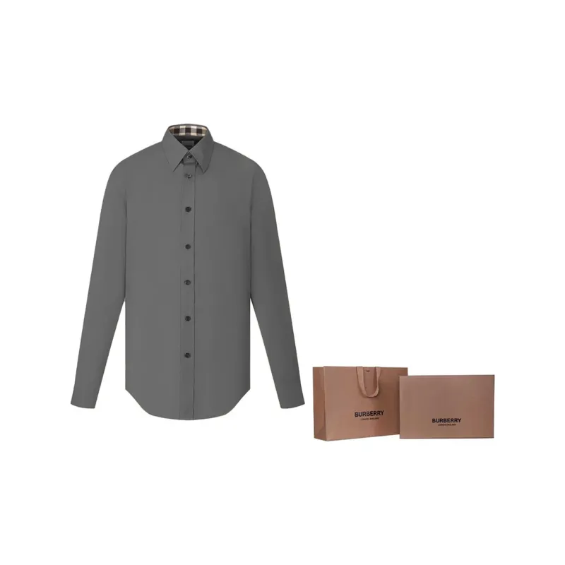 Burberry Shirts Men Gray-6