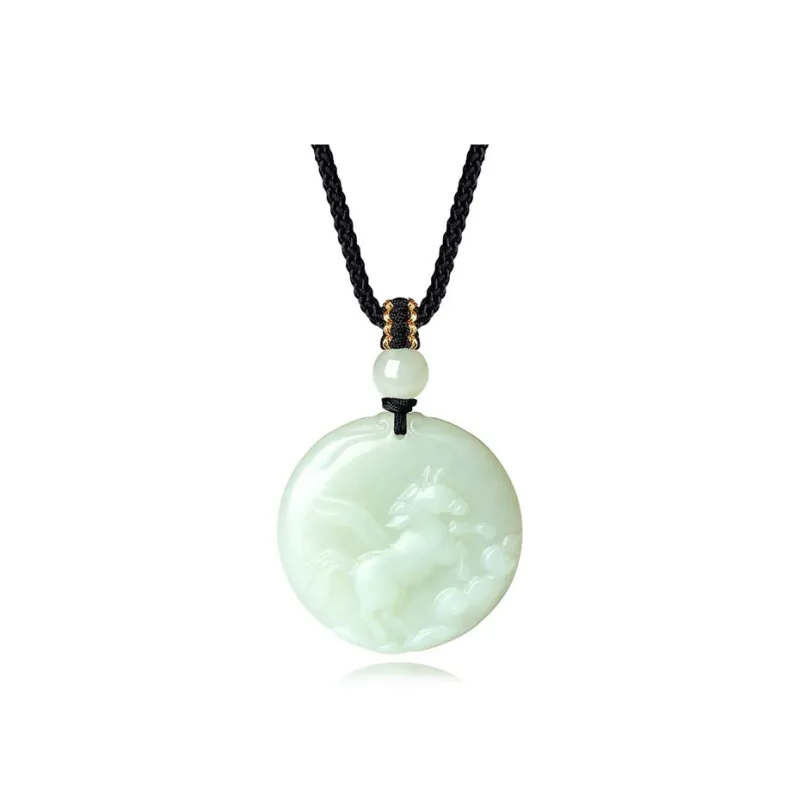 QIANCHANG Hetian Jade Necklaces Pale Greenish White Jade Women's-10