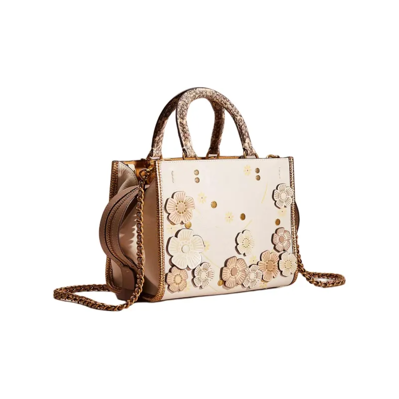 COACH Rogue Leather One Shoulder Handbags Medium Size Women's Chalk-1