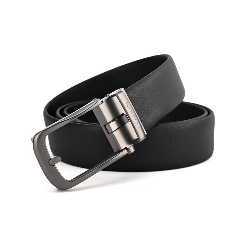 CHARRIOL Cow Leather Leather Belts Men's Black 3.5-4