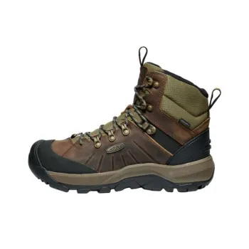 KEEN Wear Resistant Slip Resistant Short Outdoor Boots Men's Brown Green