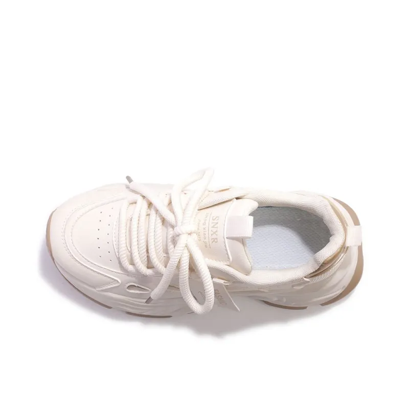 SNXR Non slip Lightweight Low Top Chunky Sneakers Women's Beige Gold-2