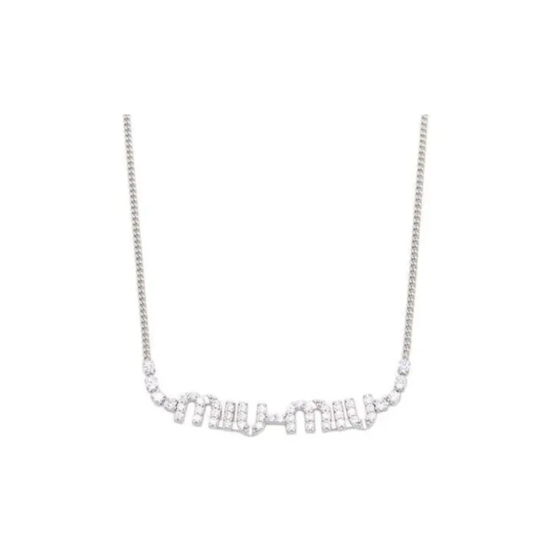 MIU MIU Crystal Metal Necklaces Women's Silver-0