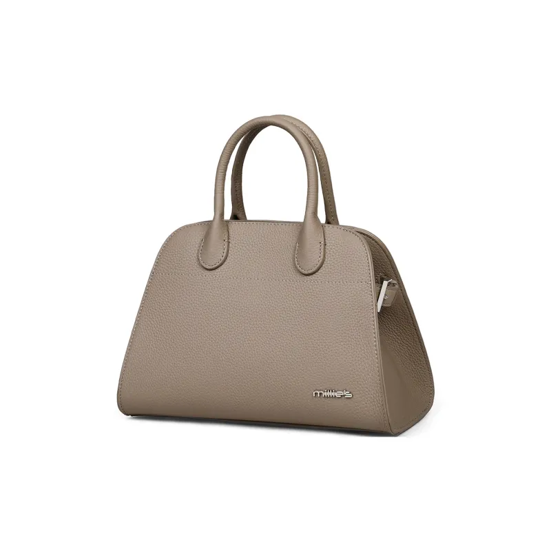 MILLIE'S Cow Leather Handbag, Shoulder Bag, Crossbody Bag, Tote Regular Women's Khaki/Black-1