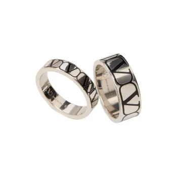 Valentino Metal Enamel Rings Men's Silver