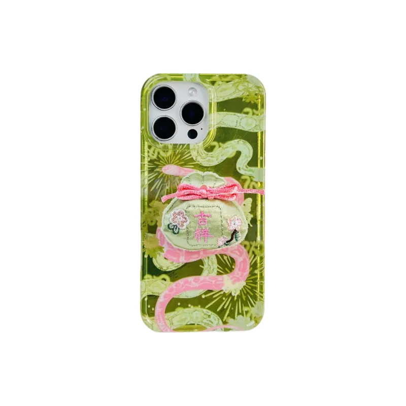 Wei Xin Acrylic Material Snake Year Charm Stand Phone Cases Compatible With IPhone 16/15 Pro Max/Apple 13/14 Pro/Max-24