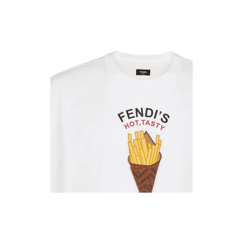 FENDI FENDIlicious Motif Printed Crewneck T Shirt-4
