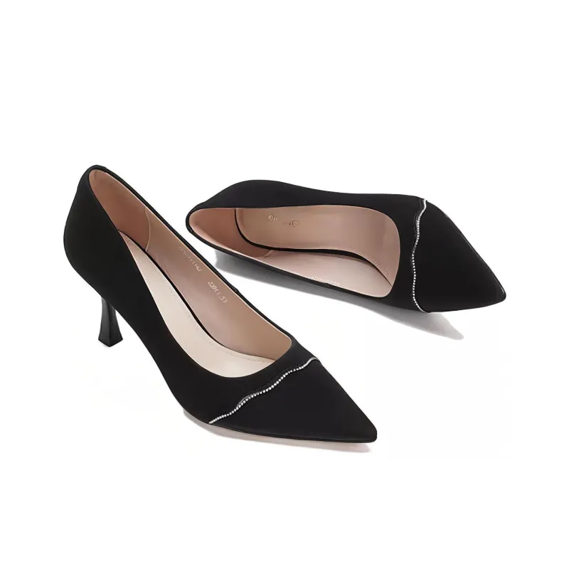 AOKANG Slim Heel High Heels Women's Black-2