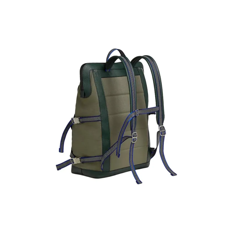 HERMES Canvas Ski Bag Backpack Unisex Khaki & British Green-2