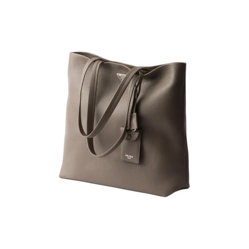 PRADA Calfskin Tote Bag Shopping Bag Shoulder Bags Women's Gray Brown-1