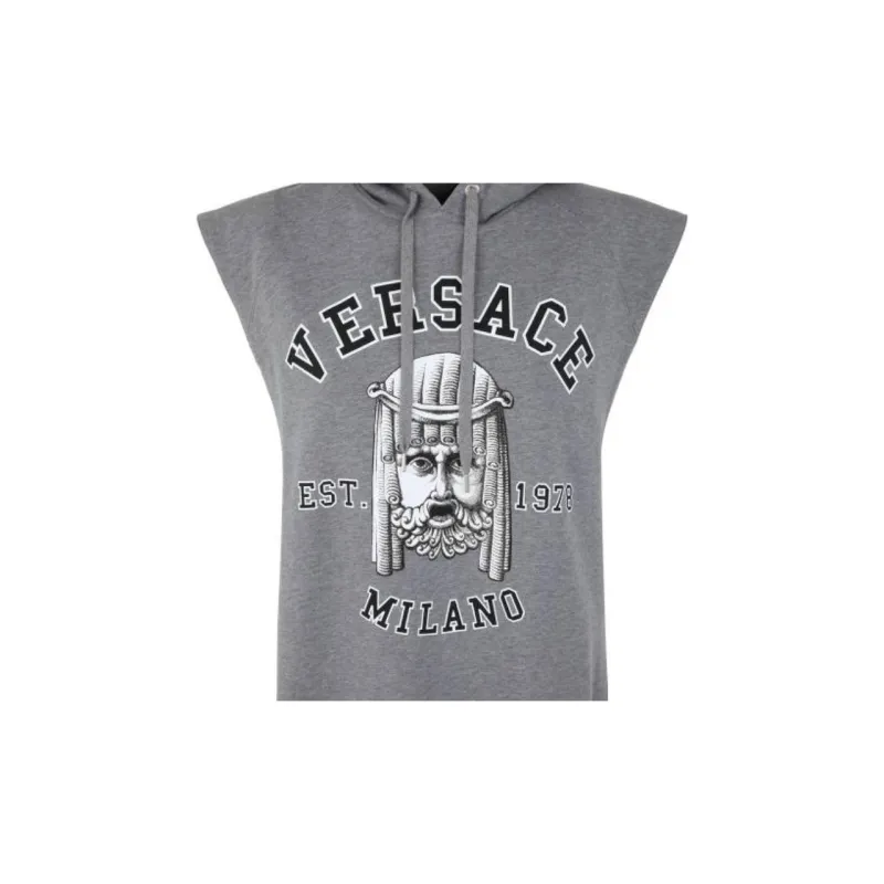 VERSACE Logo Printed Sleeveless Hooded Vest-2