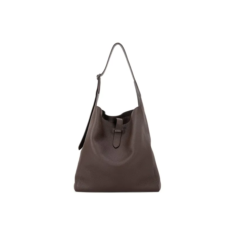 VENOF Top Grain Cow Leather Shoulder Bag Regular Women's Time Black/Elegant Coffee-9