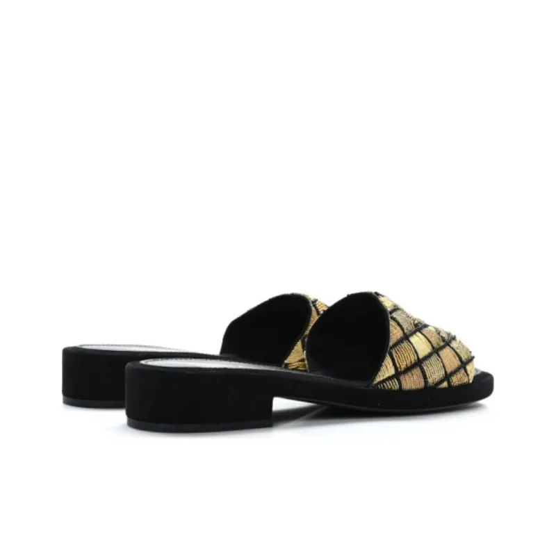 CHANEL Slide Slippers Women's Gold/Black-3