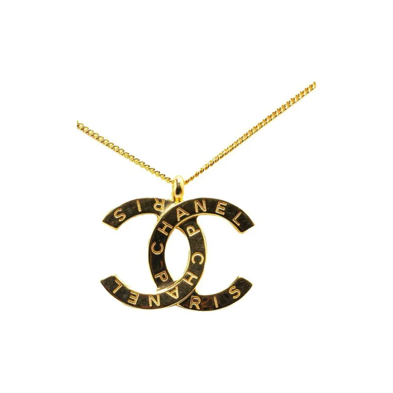 CHANEL 2020 Plated Cc Logo Pendant Costume Necklace-0