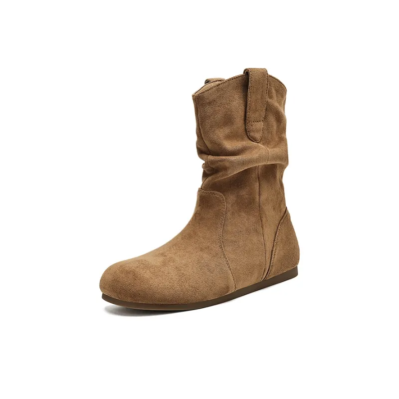 JOSINY Effortless Vintage Inspired Stackable Boots Short Boots Women's Camel-1