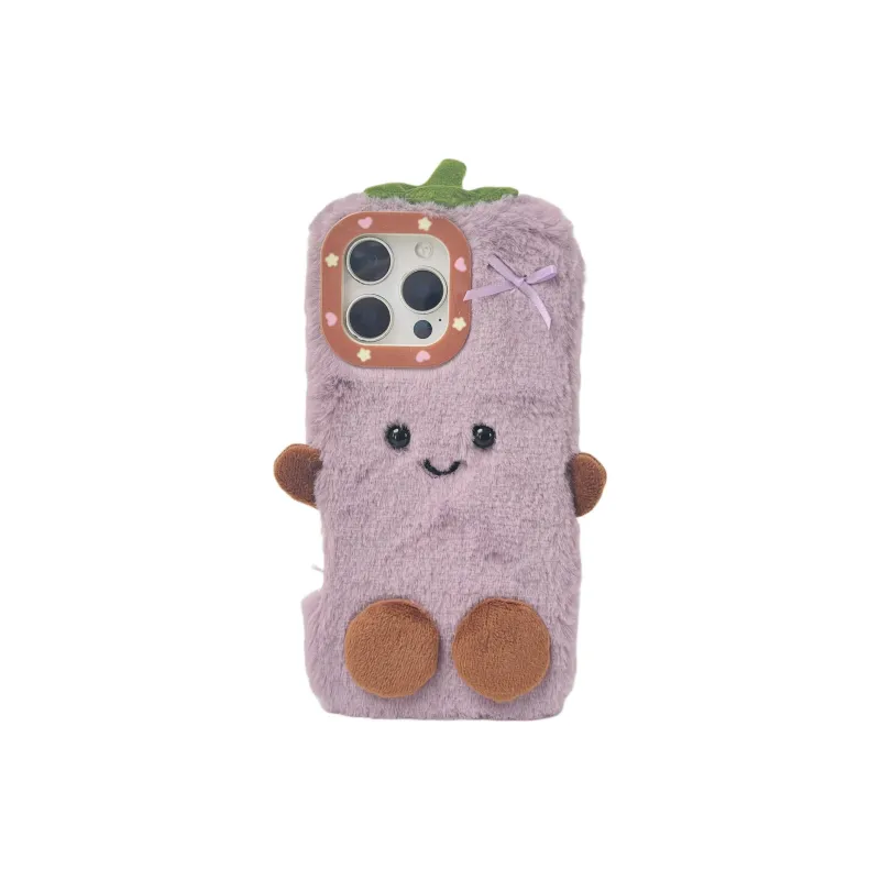 Wei Xin Plush Material Plush Snowman Eggplant Phone Cases Compatible With IPhone 16/15 Pro Max/Apple 13/14 Pro/Max-4
