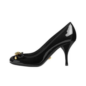 VERSACE Opera Bow Slim Heel High Heels 8.5cm Women's Black