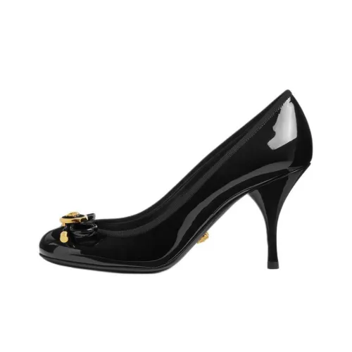 VERSACE Opera Bow Slim Heel High Heels 8.5cm Women's Black