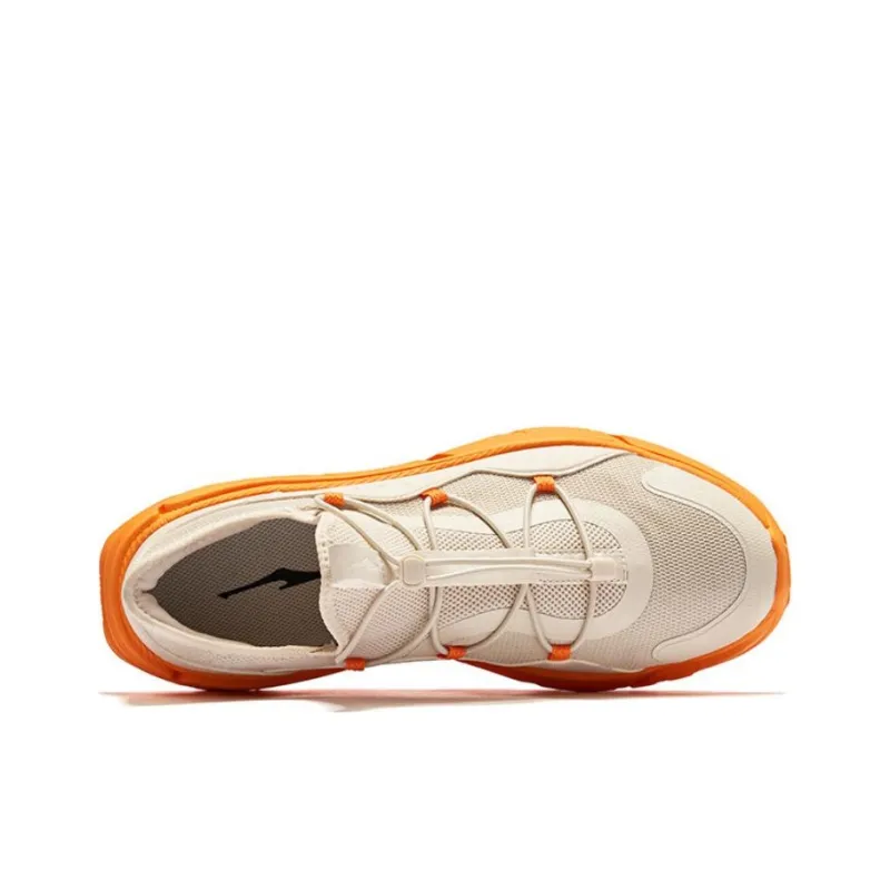 Erke Anti Slip And Wear Resistant Coverage Low Top Chunky Sneakers Men's Beige Orange-3