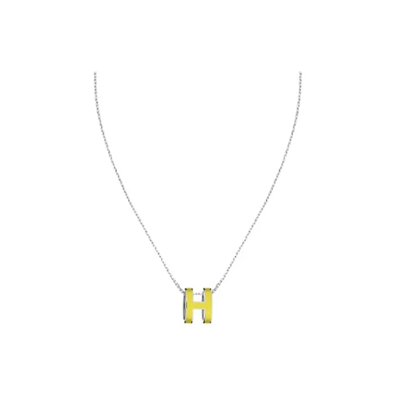 HERMES Metal, Palladium Plated Necklaces Women's Yellow-0