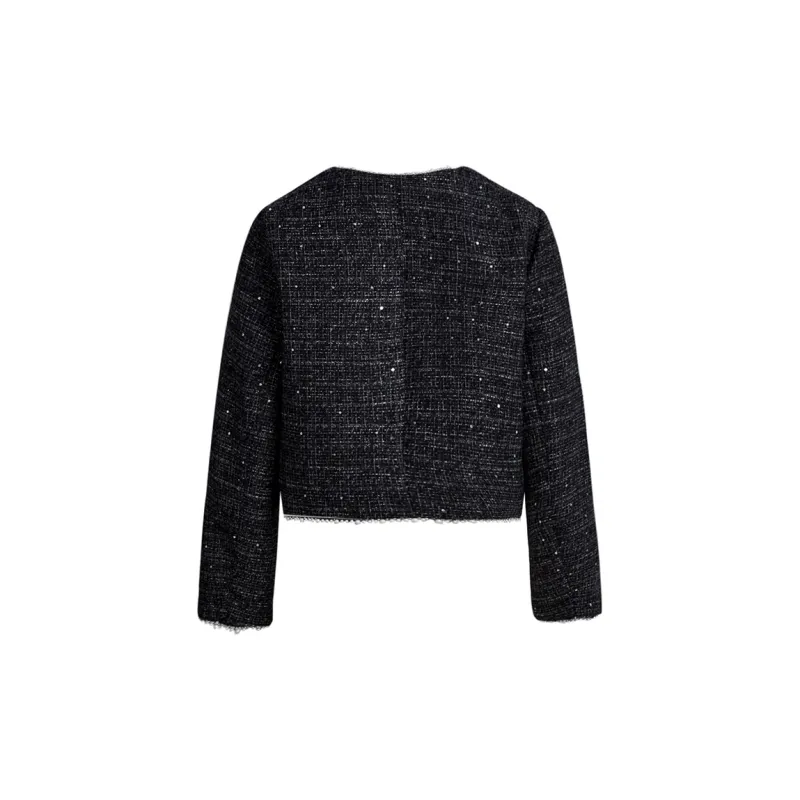 VICTORIA&VERA Cropped Coat Fall And Winter Women's Black-1