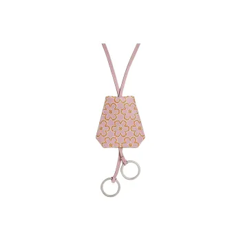 HERMES Metal Leather Necklaces Women's Pink/Green