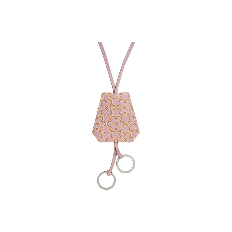 HERMES Metal Leather Necklaces Women's Pink/Green-0
