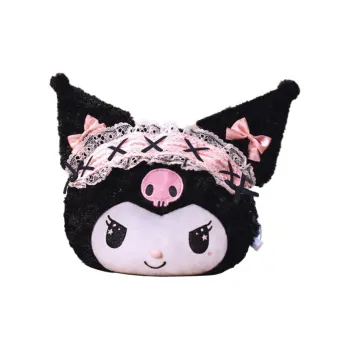 Sanrio Rose Velvet Head Shaped Crossbody Bag Doll Plush Doll Regular Unisex Black/White