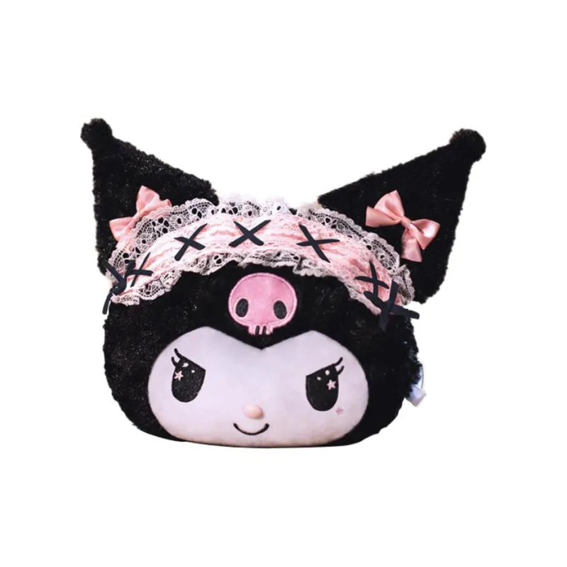 Sanrio Rose Velvet Head Shaped Crossbody Bag Doll Plush Doll Regular Unisex Black/White-0