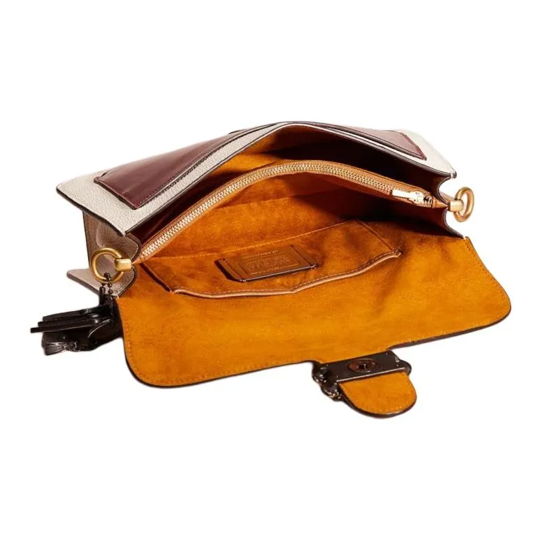 COACH Tabby Litchi Grain Leather Shoulder Bag Crossbody Bag Handbag Medium Size Women's Brass With White Jade Inlay-2