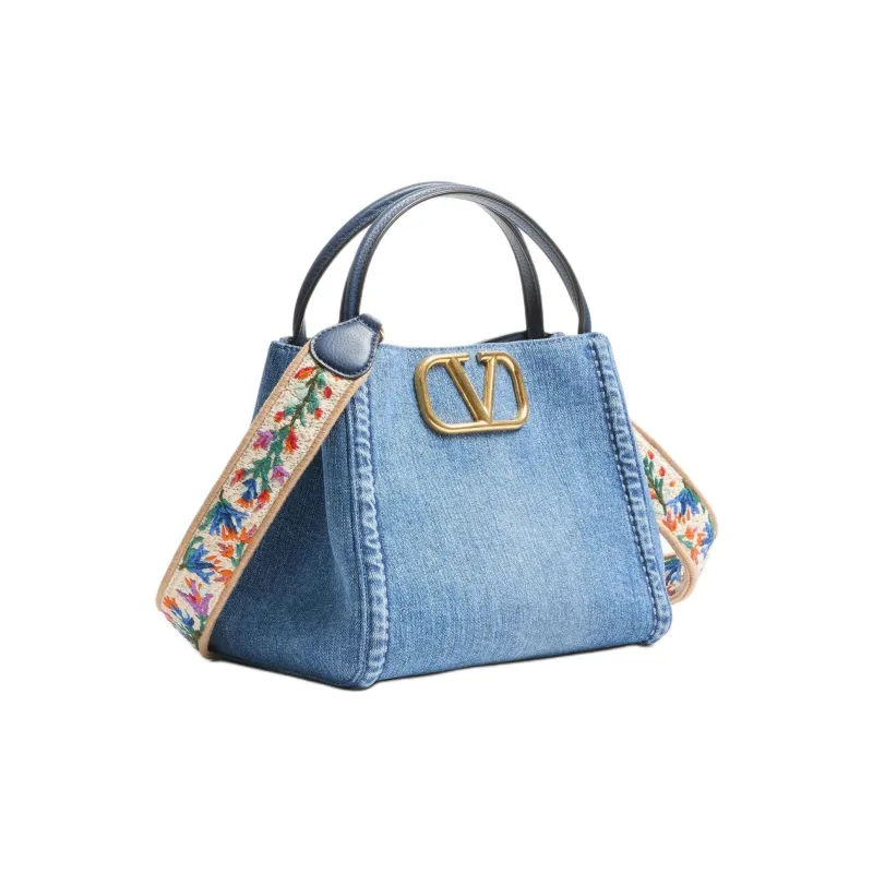 Valentino GARAVANI Denim One Shoulder Handbags Medium Size Women's Blue-1