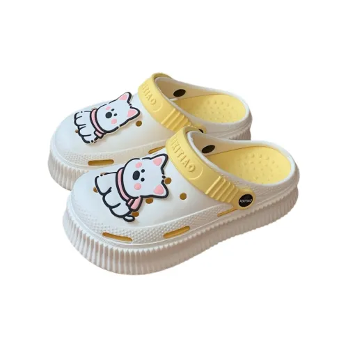 Thin Strips Slippers Women's, White+Egg Yolk